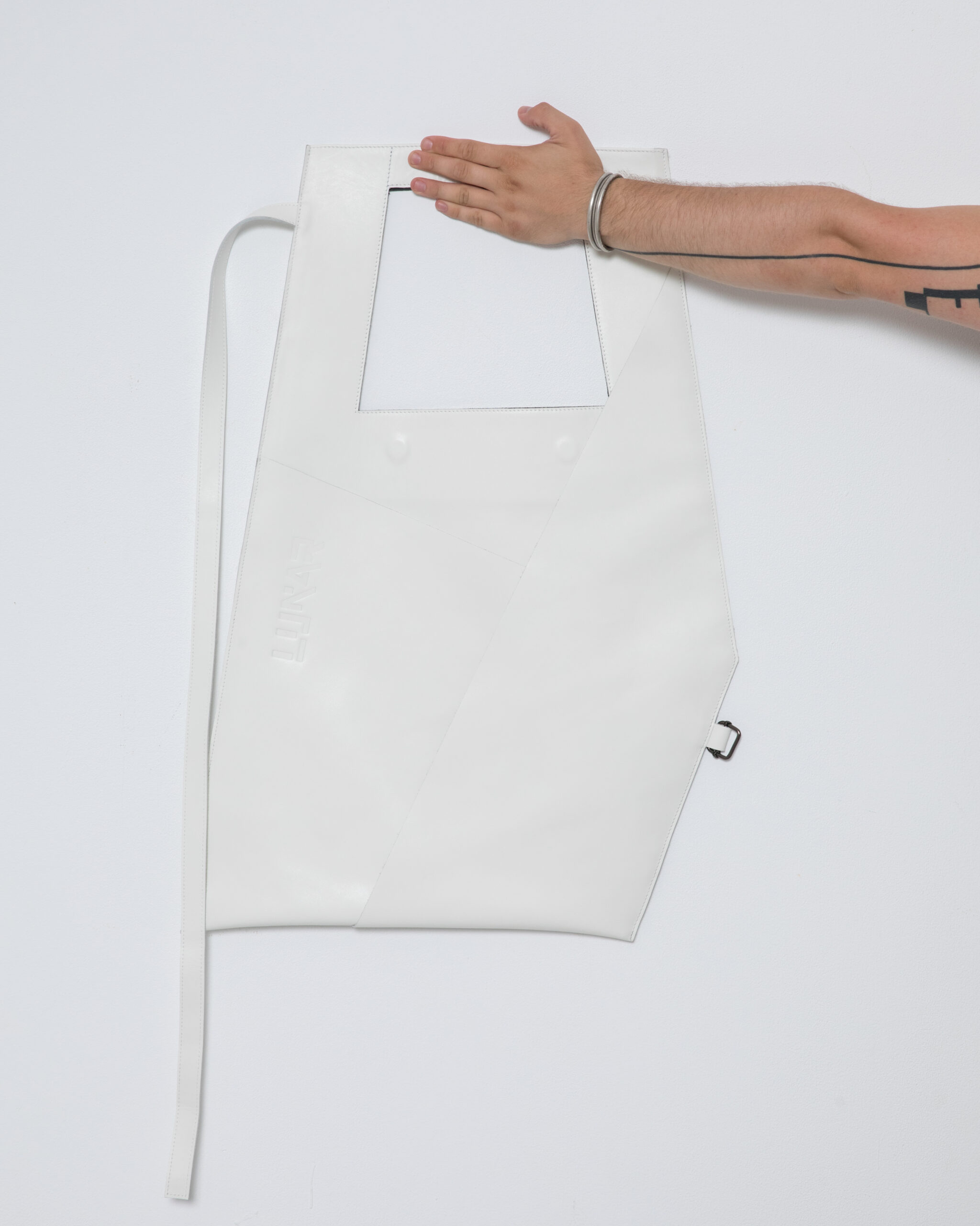 Trapezoidal Layered Strapped Tote Bag
