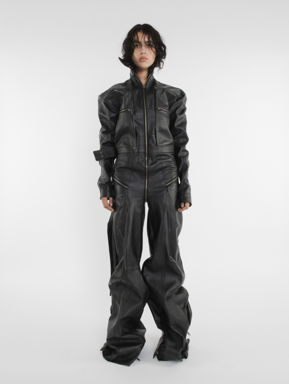 Women Leather Jumpsuit